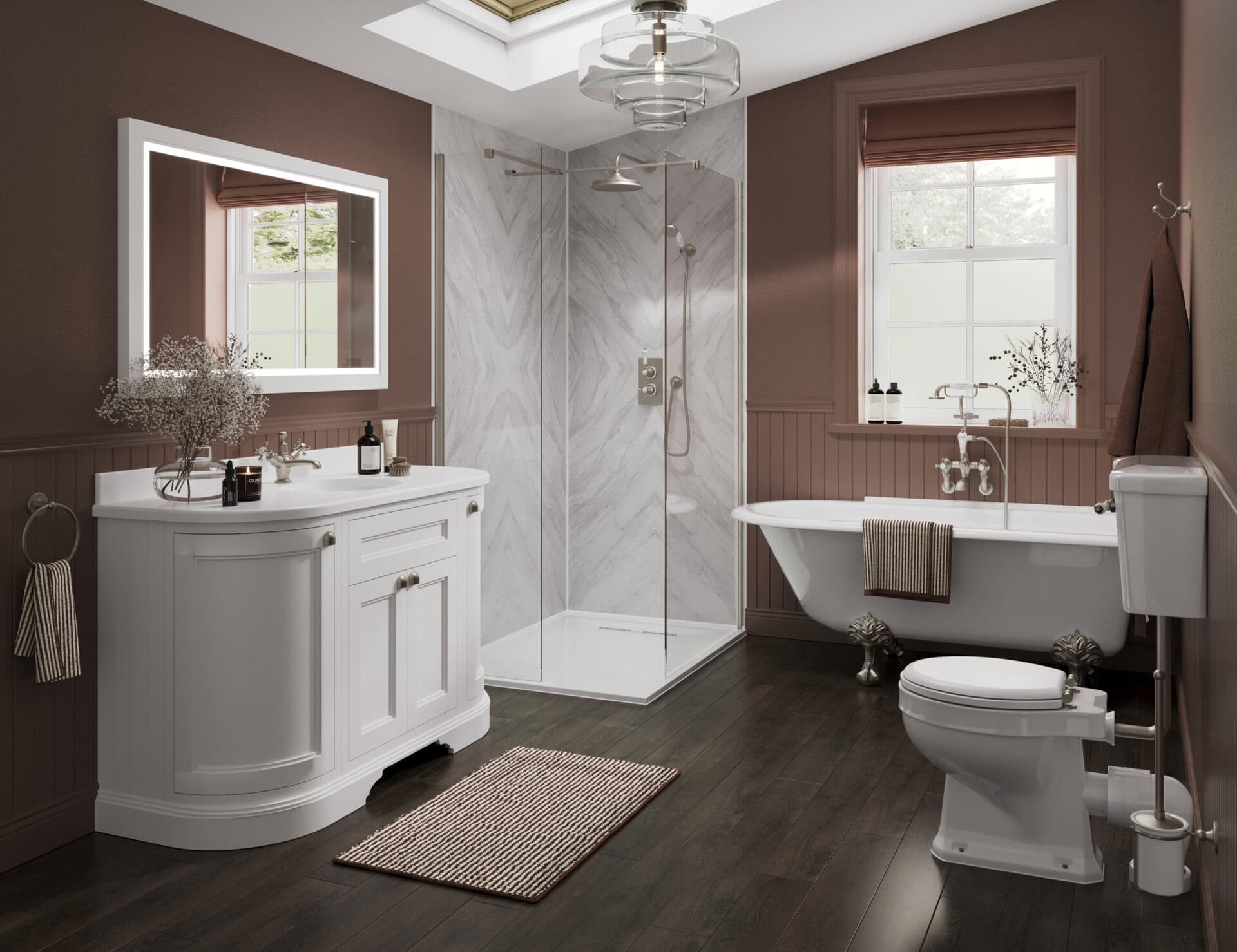 Beautiful luxury bathroom design and layout by Swerdlow Interiors